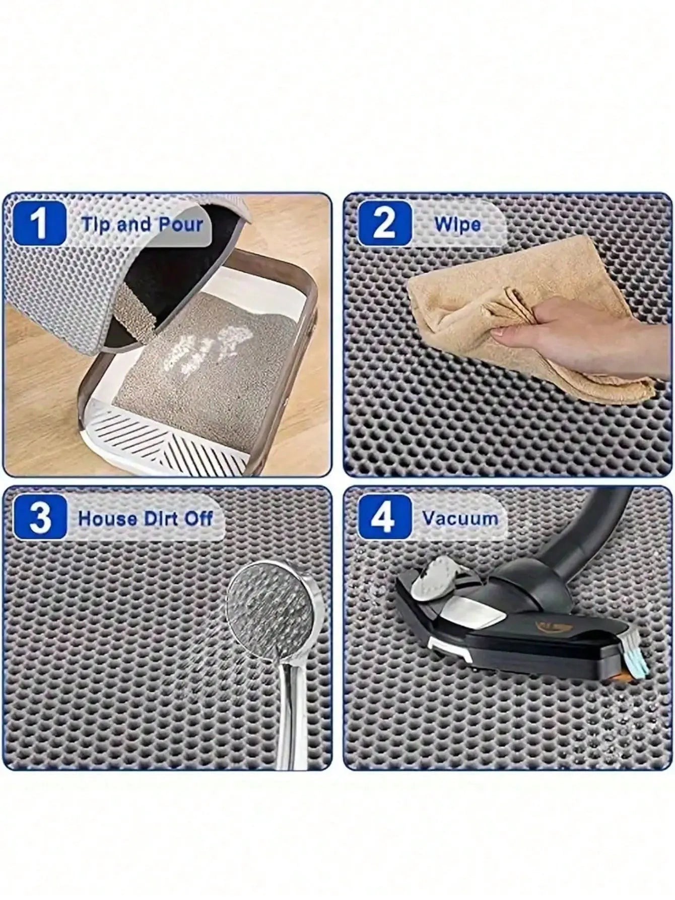 1Pc Double Layer Anti-Slip Pet Mat for Litter Box, Waterproof Litter Trapping Pad Les animaux connectés 🐾