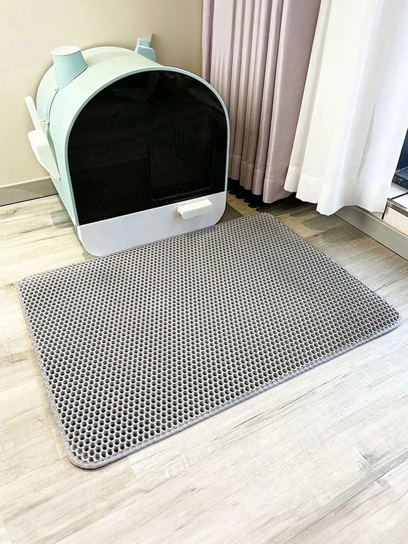 1Pc Double Layer Anti-Slip Pet Mat for Litter Box, Waterproof Litter Trapping Pad Les animaux connectés 🐾