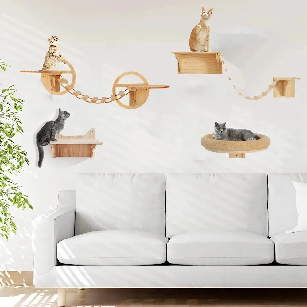 Arbre à chat mural design pour le plus grand bonheur de vos félins 🤩 Les animaux connectés 🐕📱