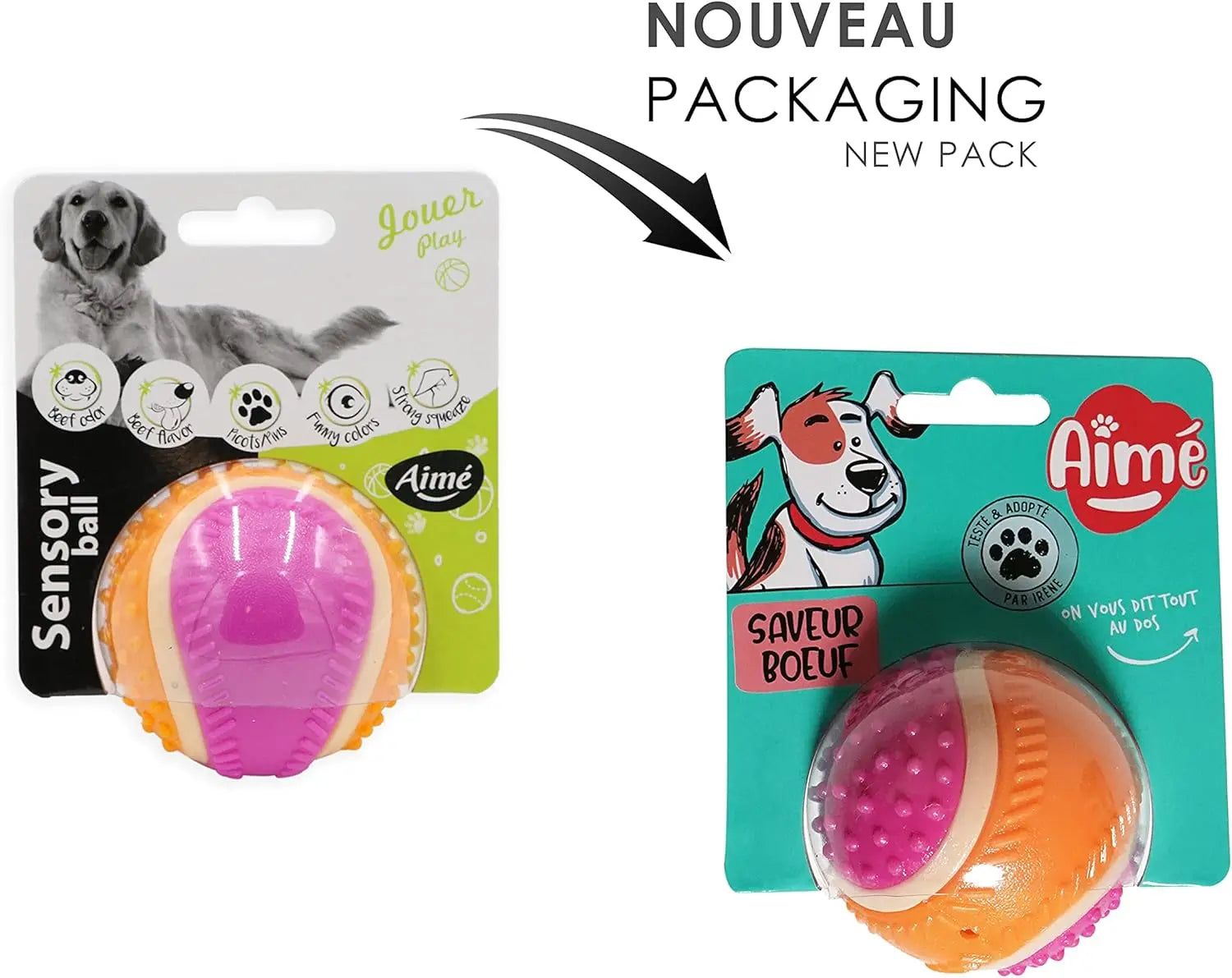 - Balle Pour Chien 5 En 1 Saveur Bœuf - Jouet Interactif/Éducatif Pour Développer Et Stimuler Les 5 Sens - Résistant Toutes Races Et Tous Âges - Balle 6 Cm Les animaux connectés 🐾