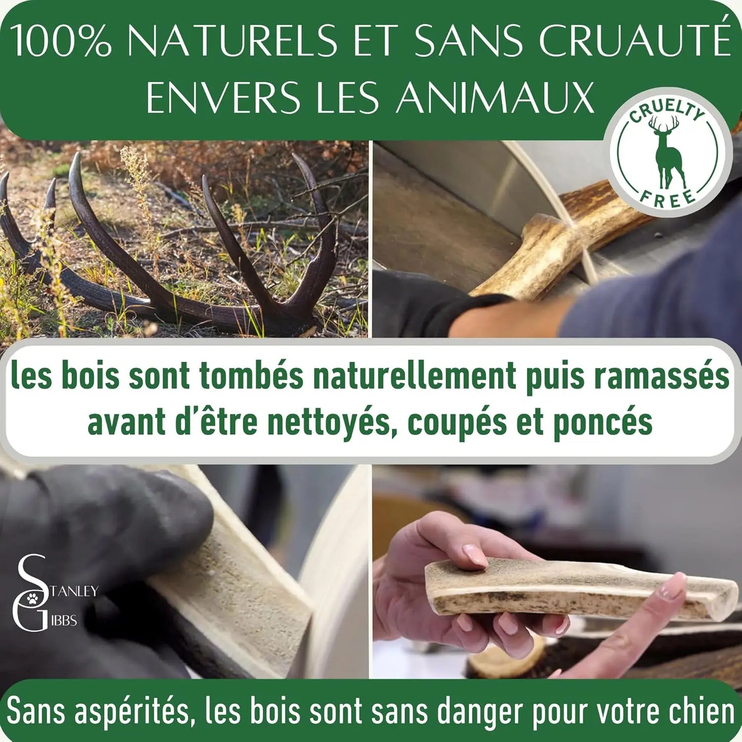 Bois de cerf a Macher TRANCHÉ. Friandise Naturelle pour Chiots et Chiens de Tout âges. Jouet Occupation de Mastication Naturel et écologique. Soins Dentaire idéal Les animaux connectés 🐾