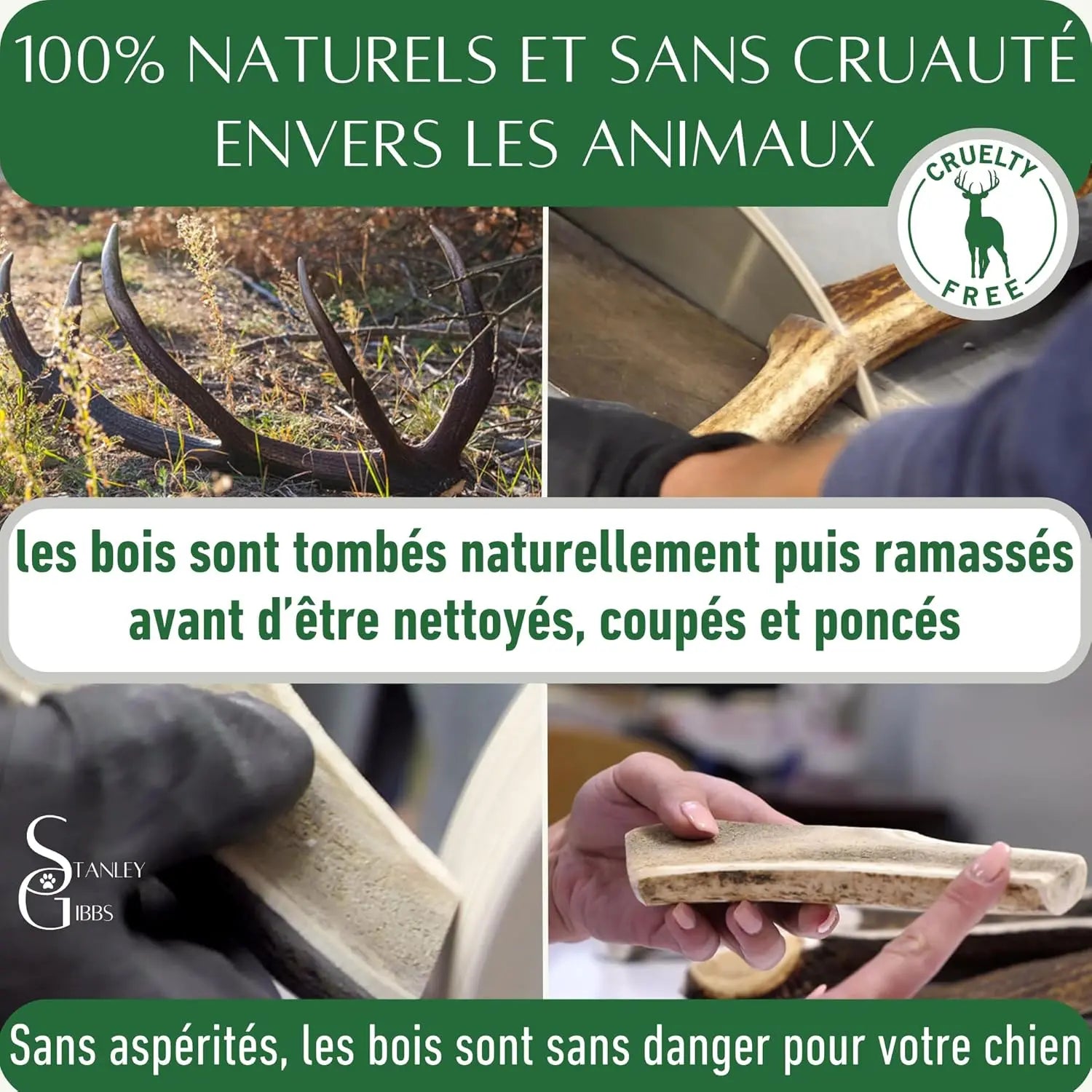 Bois de cerf a Macher TRANCHÉ. Friandise Naturelle pour Chiots et Chiens de Tout âges. Jouet Occupation de Mastication Naturel et écologique. Soins Dentaire idéal Les animaux connectés 🐾