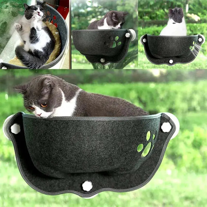 Cat Window Hammock With Strong Suction Cups Pet Kitty Hanging Sleeping Bed Storage Felt Warm Pets Cage Sunny Seat Beds Les animaux connectés 🐕📱