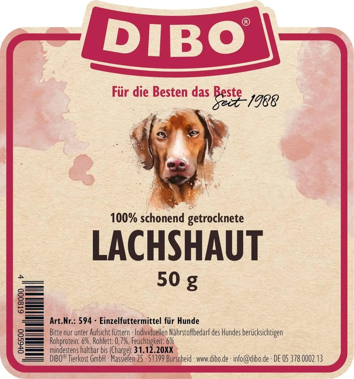 DIBO Peau De Saumon, Sachet De 50 G, Petite Collation Ou Friandise Pour Intermédiaires, Nourriture Pour Chien Les animaux connectés 🐾