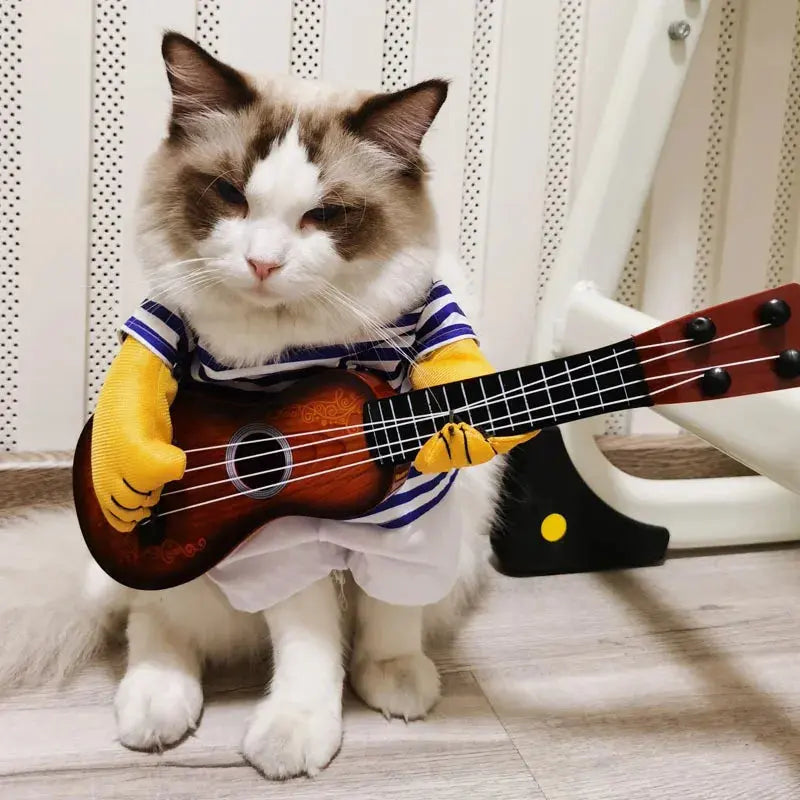 Costume pour chat et chien : laisse sortir le guitariste qui sommeil en ton animal - Les animaux connectés 🐾