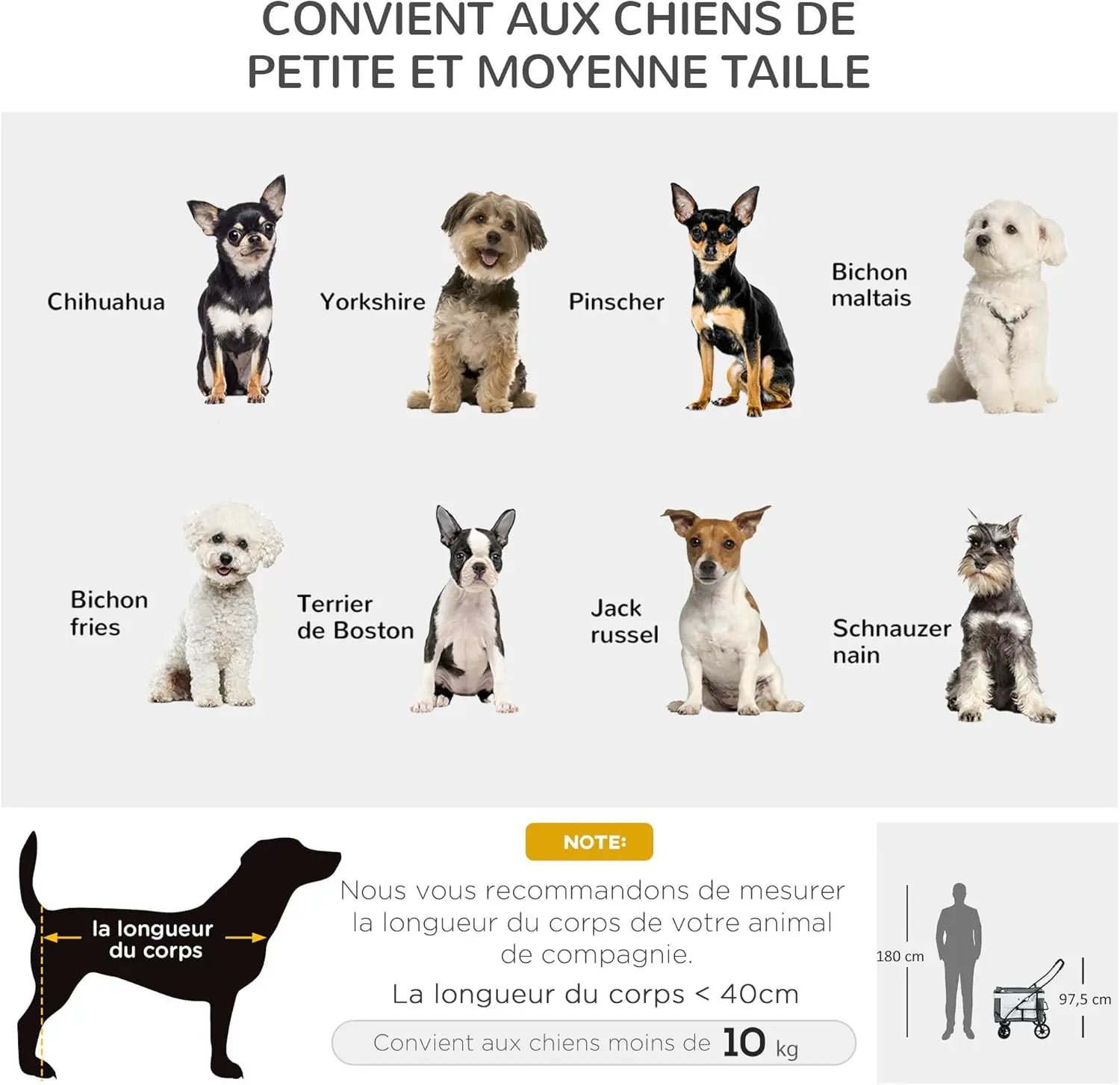 Poussette Pliable Animaux Chien Chat, Nacelle Amovible Bandoulières 4 Roues Avec Frein Tissu 600D Oxford 81 X 58 X 97,5 Cm Gris Les animaux connectés 🐾