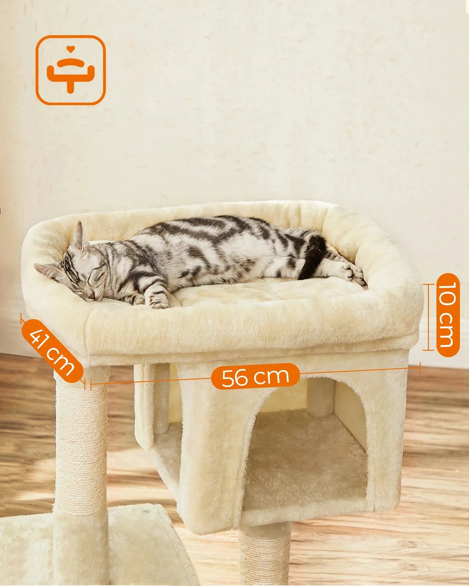 Feandrea Cat Tree, 84 cm Cat Tower, L, Cat Condo for Large Cats up to 7 kg, Large Cat Perch, 2 Cat Caves, Scratching Post Les animaux connectés 🐕📱