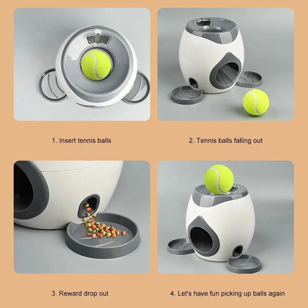 Automatic Tennis Ball Launcher with Dog Feeder Interactive Funny Reward Game Training Tool for Dog Cat Les animaux connectés 🐕📱