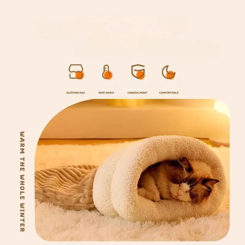 Cat Nest Four Seasons General Purpose Cat Winter Warm Sleeping Nest Semi-closed Security Pocket Nest Cat Sleeping Supplies pets Les animaux connectés 🐕📱