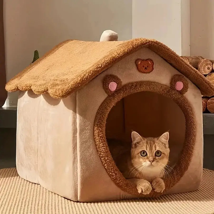 Foldable Pet House Removable Washable Cat House Puppy Cave Sofa Pet Bed House for Extra Small Dogs and Small and Medium Cats Les animaux connectés 🐕📱