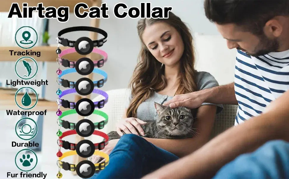 Collier pour chat avec emplacement AirTag - Sécurité et style pour votre félin ! - Les animaux connectés 🐕📱