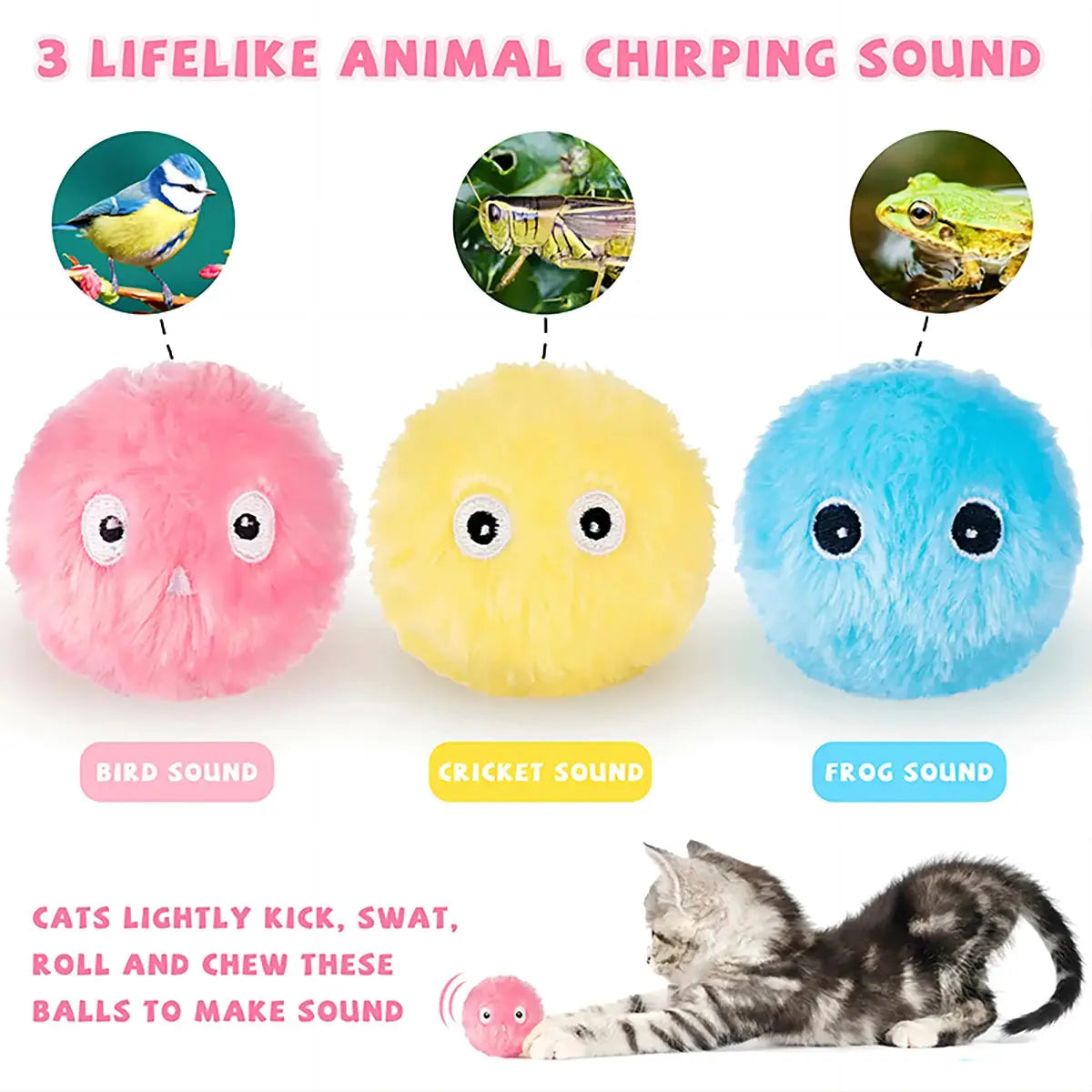 Cat Toys Smart Interactive Ball Catnip Cat Training Toy Pet Playing Ball for Cats Kitten Kitty Pet Squeaky Toy Supplies Products Animals Kingdom