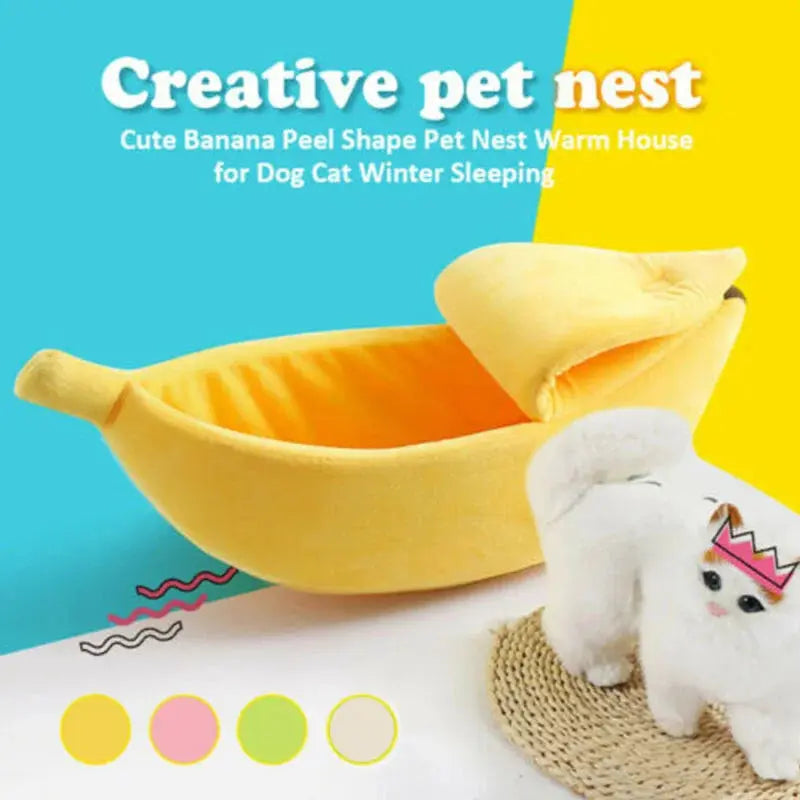 Banana Cat Bed House Funny Cute Cozy Cat Mat Beds Warm Durable Portable Pet Basket Kennel Dog Cushion Cat Supplies Multicolor Les animaux connectés 🐕📱