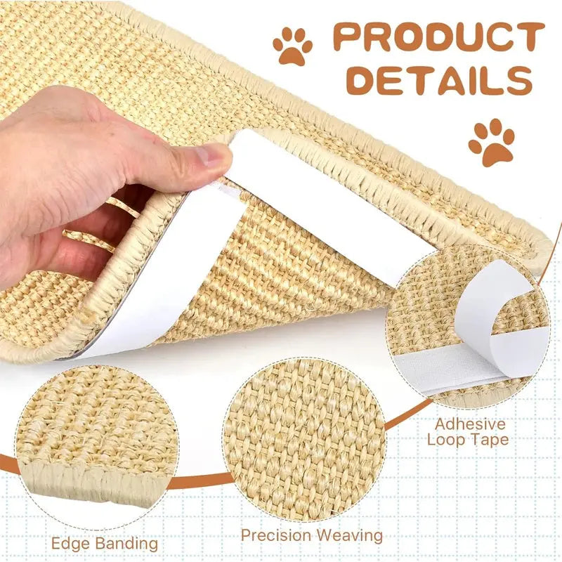 Natural Sisal Cat Scratcher Mat Cat Scratch Mats Horizontal Cat Floor Scratching Pad Rug Protect Couch and Carpets Les animaux connectés 🐕📱