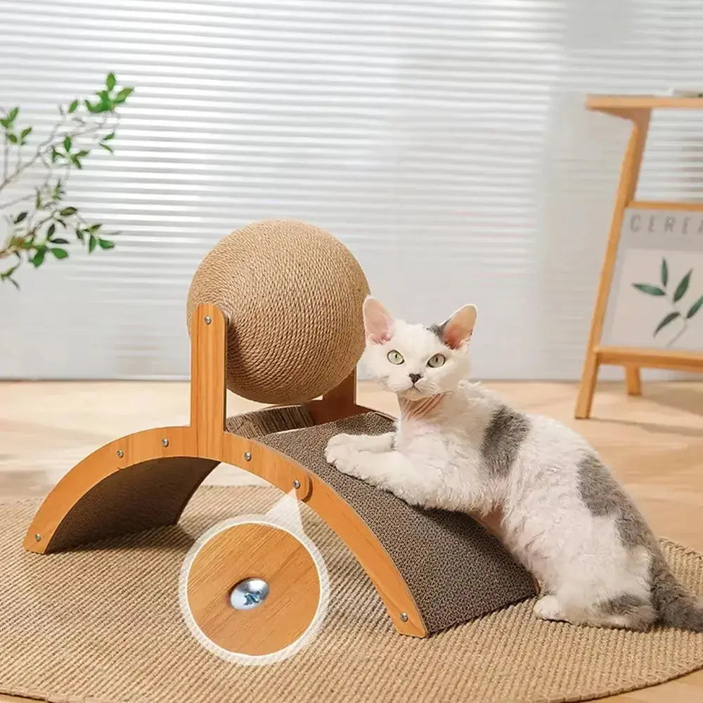 Wooden Cat Scratching Ball 2 In 1 Cat Scratcher Sisal Scratch Board Wear-Resistant Grinding Paw Toy Solid Wood Scraper for Cats Les animaux connectés 🐕📱