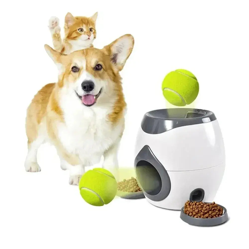 Automatic Tennis Ball Launcher with Dog Feeder Interactive Funny Reward Game Training Tool for Dog Cat Les animaux connectés 🐕📱