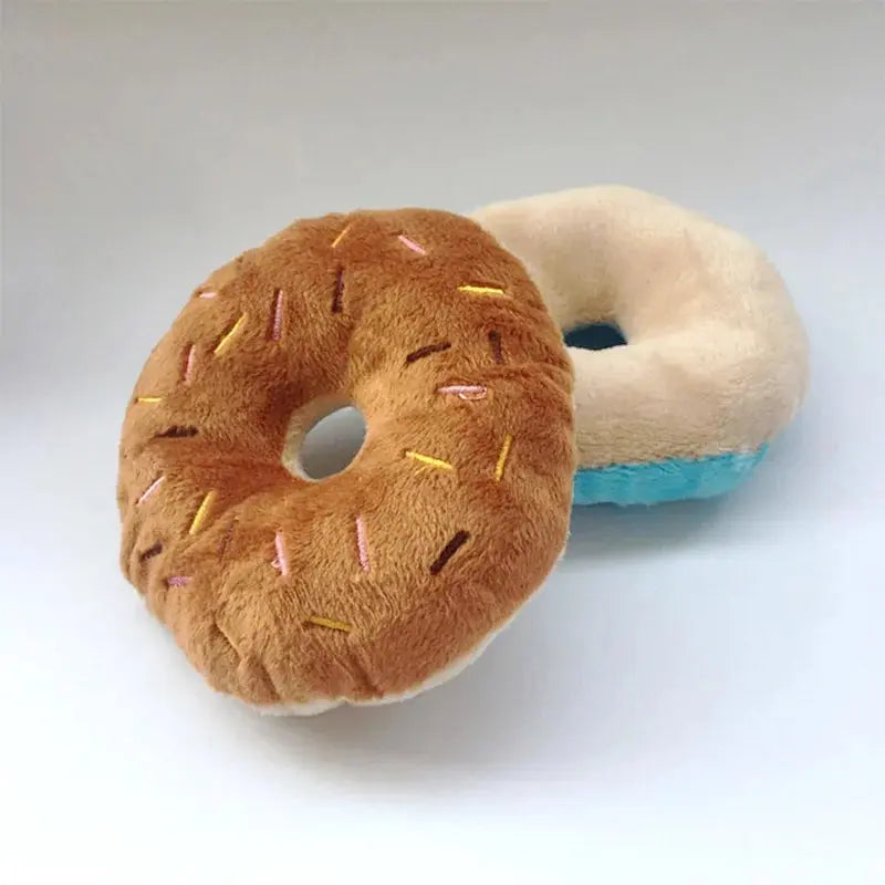 Soft Dog Donuts Plush Pet Dog Toys For Dogs Chew Toy Cute Puppy Squeaker Sound Toys Funny Puppy Small Medium Dog Interactive Toy Les animaux connectés 🐕📱