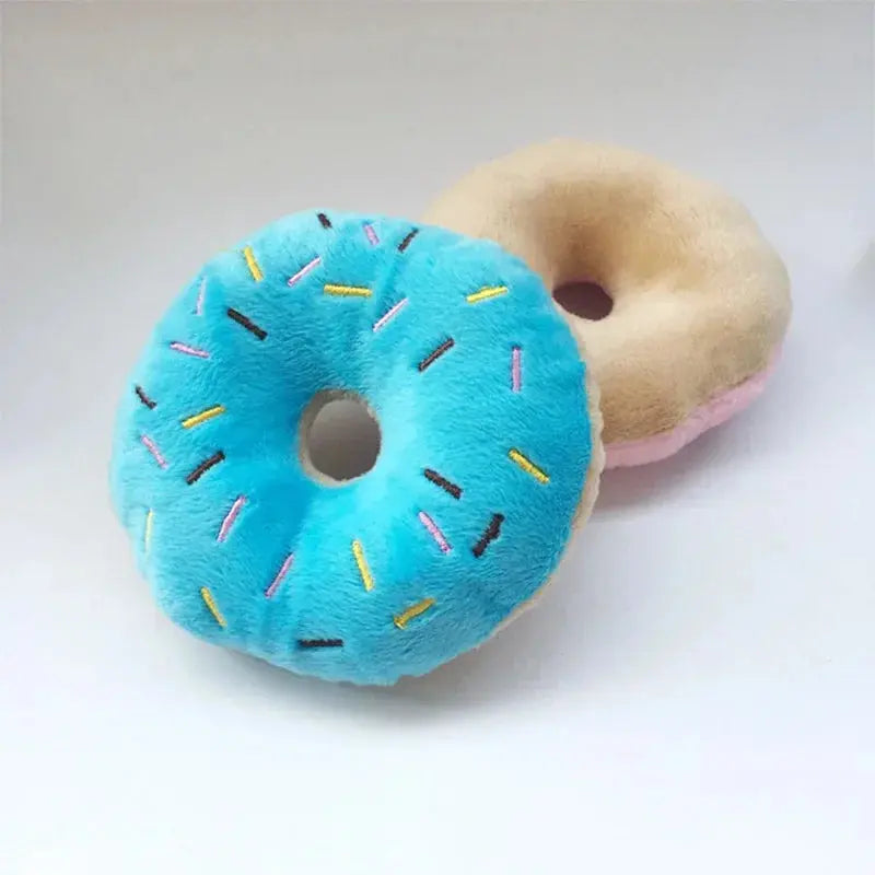 Soft Dog Donuts Plush Pet Dog Toys For Dogs Chew Toy Cute Puppy Squeaker Sound Toys Funny Puppy Small Medium Dog Interactive Toy Les animaux connectés 🐕📱