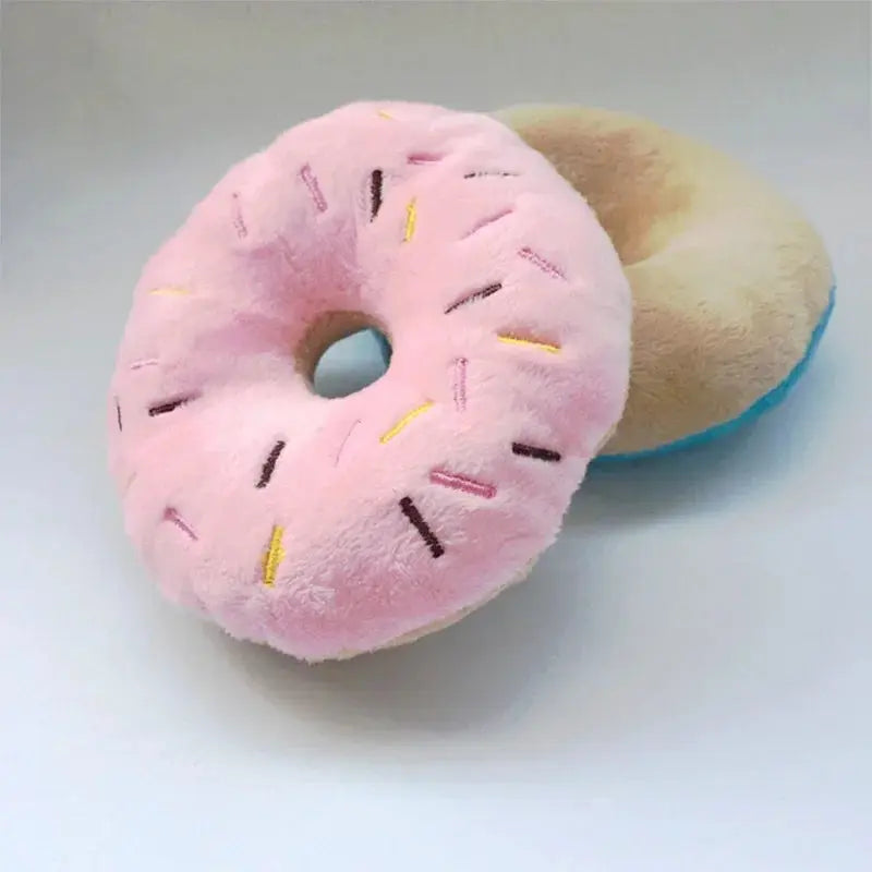 Soft Dog Donuts Plush Pet Dog Toys For Dogs Chew Toy Cute Puppy Squeaker Sound Toys Funny Puppy Small Medium Dog Interactive Toy Les animaux connectés 🐕📱