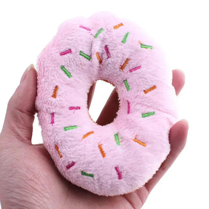 Soft Dog Donuts Plush Pet Dog Toys For Dogs Chew Toy Cute Puppy Squeaker Sound Toys Funny Puppy Small Medium Dog Interactive Toy Les animaux connectés 🐕📱