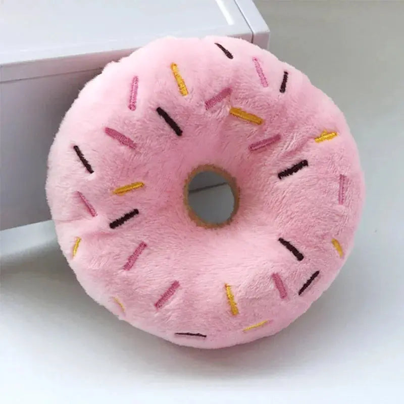 Soft Dog Donuts Plush Pet Dog Toys For Dogs Chew Toy Cute Puppy Squeaker Sound Toys Funny Puppy Small Medium Dog Interactive Toy Les animaux connectés 🐕📱