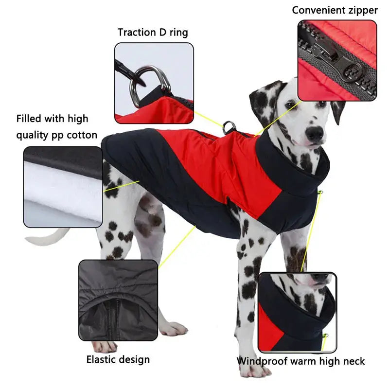 Winter Warm Dog Clothes For Small Large Dogs Outdoor Windproof Waterproof Puppy Jacket Pet Labrador Golden Retriever Costume Les animaux connectés 🐾